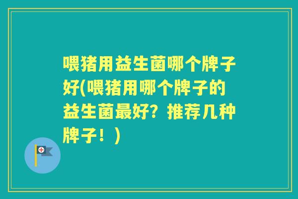 喂猪用益生菌哪个牌子好(喂猪用哪个牌子的益生菌好？推荐几种牌子！)
