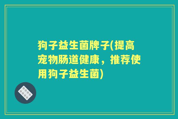 狗子益生菌牌子(提高宠物肠道健康,推荐使用狗子益生菌) 狗子益生菌牌子(提高宠物肠道健康,推荐使用狗子益生菌)