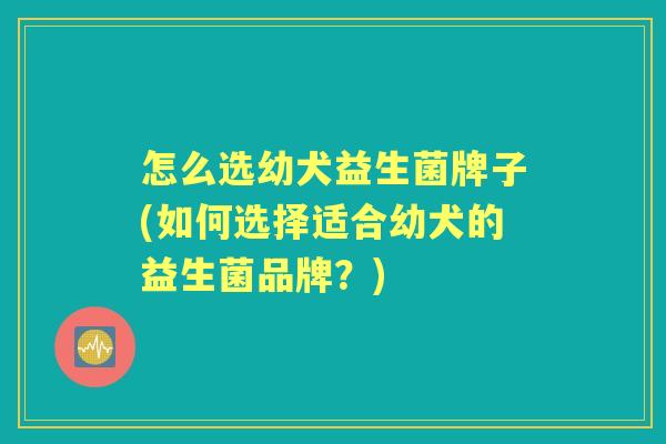 怎么选幼犬益生菌牌子(如何选择适合幼犬的益生菌品牌?) 怎么选幼犬益生菌牌子(如何选择适合幼犬的益生菌品牌?)