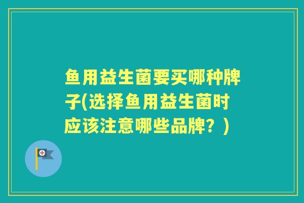 鱼用益生菌要买哪种牌子(选择鱼用益生菌时应该注意哪些品牌?) 鱼用益生菌要买哪种牌子(选择鱼用益生菌时应该注意哪些品牌?)