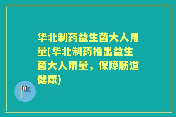 华北制药益生菌大人用量(华北制药推出益生菌大人用量，保障肠道健康)