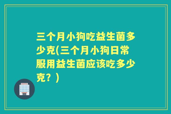 三个月小狗吃益生菌多少克(三个月小狗日常服用益生菌应该吃多少克?) 三个月小狗吃益生菌多少克(三个月小狗日常服用益生菌应该吃多少克?)