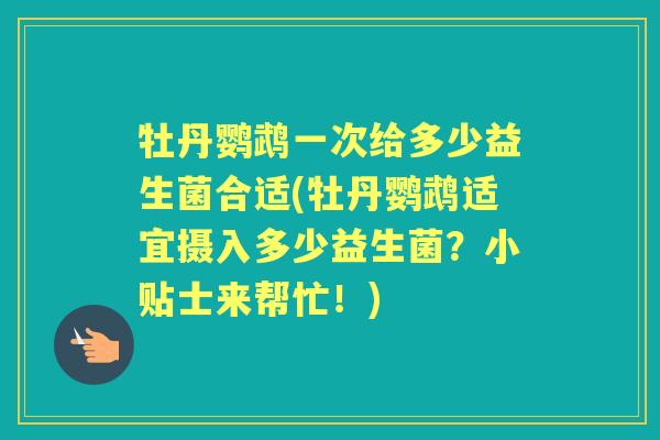 牡丹鹦鹉一次给多少益生菌合适(牡丹鹦鹉适宜摄入多少益生菌？小贴士来帮忙！)