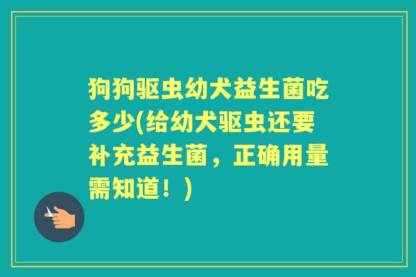 狗狗驱虫幼犬益生菌吃多少(给幼犬驱虫还要补充益生菌，正确用量需知道！)
