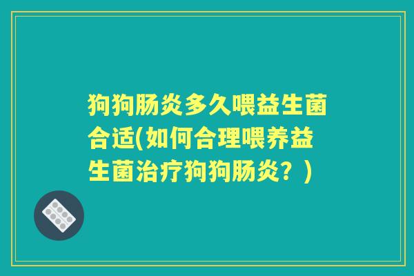 狗狗多久喂益生菌合适(如何合理喂养益生菌狗狗?) 狗狗多久喂益生菌合适(如何合理喂养益生菌狗狗?)