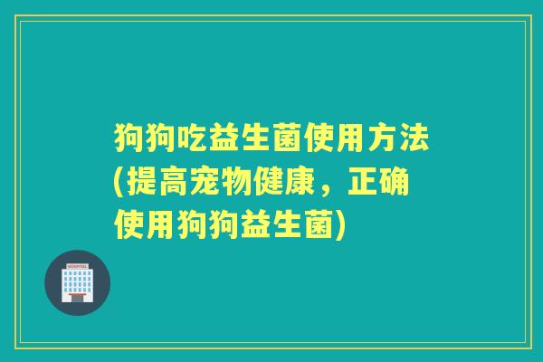 狗狗吃益生菌使用方法(提高宠物健康,正确使用狗狗益生菌) 狗狗吃益生菌使用方法(提高宠物健康,正确使用狗狗益生菌)