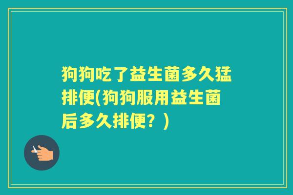 狗狗吃了益生菌多久猛排便(狗狗服用益生菌后多久排便?) 狗狗吃了益生菌多久猛排便(狗狗服用益生菌后多久排便?)