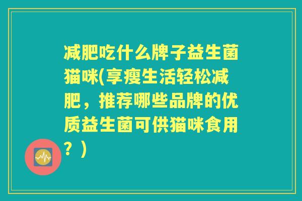 吃什么牌子益生菌猫咪(享瘦生活轻松，推荐哪些品牌的优质益生菌可供猫咪食用？)