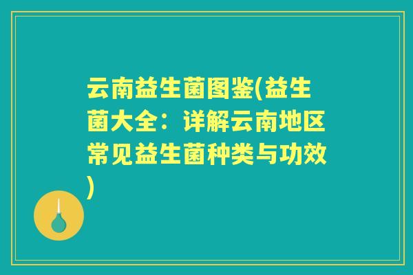 云南益生菌图鉴(益生菌大全:详解云南地区常见益生菌种类与功效) 云南益生菌图鉴(益生菌大全:详解云南地区常见益生菌种类与功效)