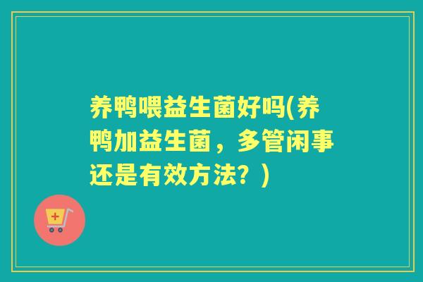 养鸭喂益生菌好吗(养鸭加益生菌,多管闲事还是有效方法?) 养鸭喂益生菌好吗(养鸭加益生菌,多管闲事还是有效方法?)
