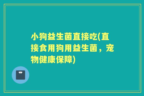 小狗益生菌直接吃(直接食用狗用益生菌，宠物健康保障)