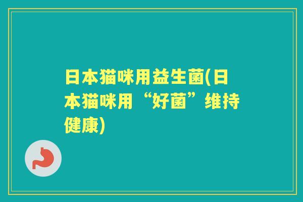 日本猫咪用益生菌(日本猫咪用“好菌”维持健康)
