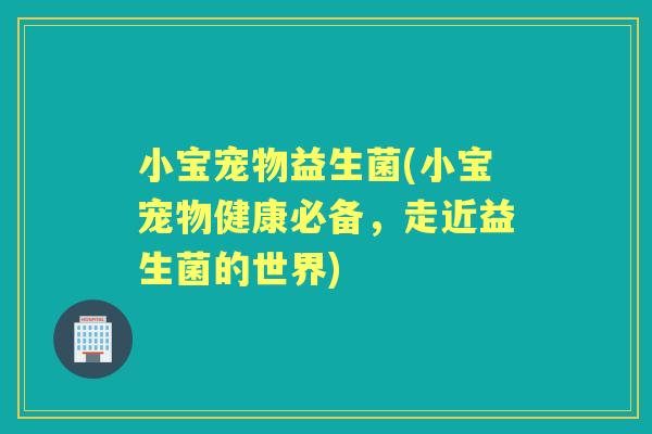小宝宠物益生菌(小宝宠物健康必备，走近益生菌的世界)
