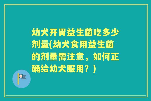 幼犬开胃益生菌吃多少剂量(幼犬食用益生菌的剂量需注意,如何正确给幼犬服用?) 幼犬开胃益生菌吃多少剂量(幼犬食用益生菌的剂量需注意,如何正确给幼犬服用?)