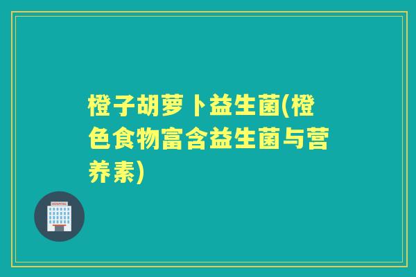 橙子胡萝卜益生菌(橙色食物富含益生菌与营养素)