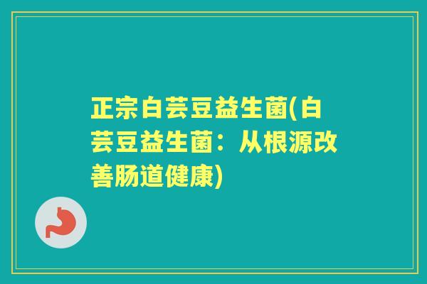 正宗白芸豆益生菌(白芸豆益生菌：从根源改善肠道健康)