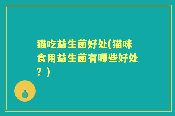 猫吃益生菌好处(猫咪食用益生菌有哪些好处？)