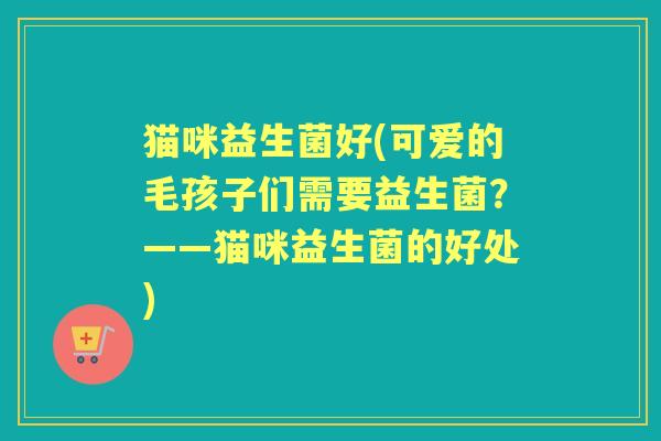 猫咪益生菌好(可爱的毛孩子们需要益生菌?——猫咪益生菌的好处) 猫咪益生菌好(可爱的毛孩子们需要益生菌?——猫咪益生菌的好处)