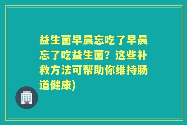 益生菌早晨忘吃了早晨忘了吃益生菌？这些补救方法可帮助你维持肠道健康)