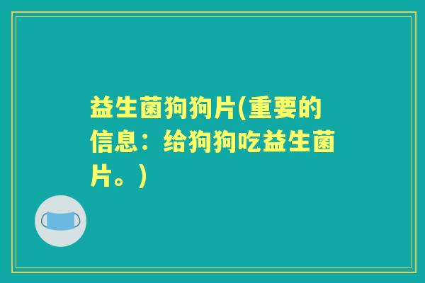 益生菌狗狗片(重要的信息:给狗狗吃益生菌片。) 益生菌狗狗片(重要的信息:给狗狗吃益生菌片。)