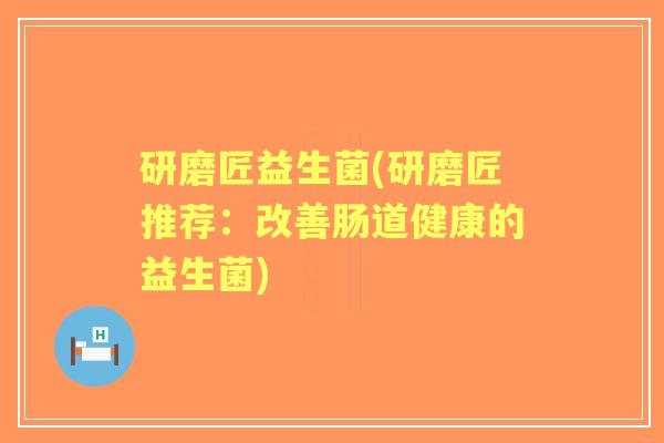 研磨匠益生菌(研磨匠推荐：改善肠道健康的益生菌)