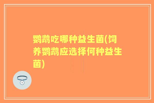 鹦鹉吃哪种益生菌(饲养鹦鹉应选择何种益生菌) 鹦鹉吃哪种益生菌(饲养鹦鹉应选择何种益生菌)