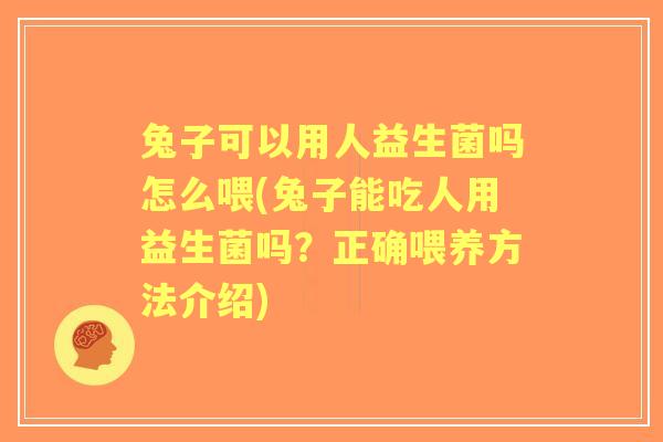 兔子可以用人益生菌吗怎么喂(兔子能吃人用益生菌吗？正确喂养方法介绍)