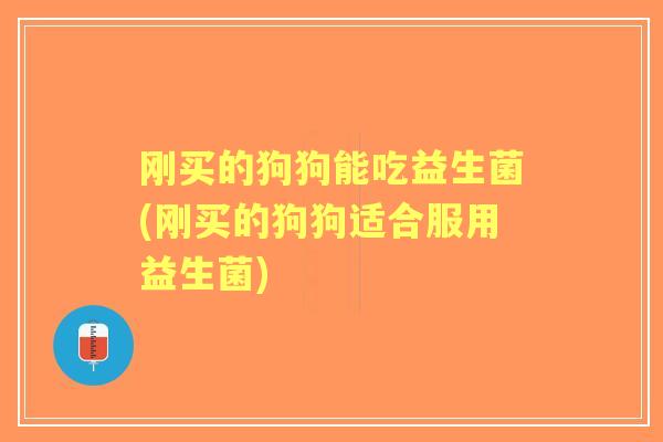 刚买的狗狗能吃益生菌(刚买的狗狗适合服用益生菌) 刚买的狗狗能吃益生菌(刚买的狗狗适合服用益生菌)