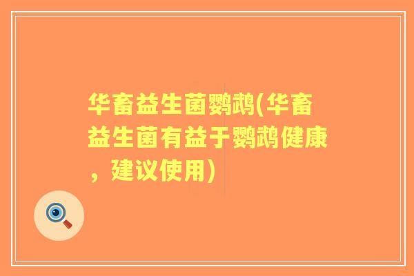 华畜益生菌鹦鹉(华畜益生菌有益于鹦鹉健康，建议使用)