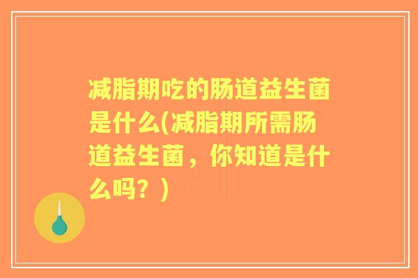 减脂期吃的肠道益生菌是什么(减脂期所需肠道益生菌,你知道是什么吗?) 减脂期吃的肠道益生菌是什么(减脂期所需肠道益生菌,你知道是什么吗?)