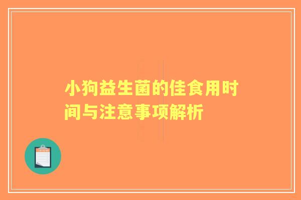 小狗益生菌的佳食用时间与注意事项解析 小狗益生菌的佳食用时间与注意事项解析