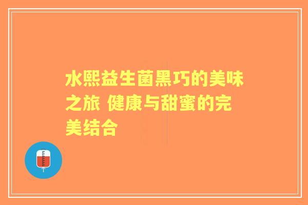 水熙益生菌黑巧的美味之旅 健康与甜蜜的完美结合