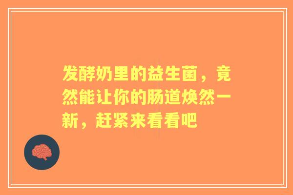 发酵奶里的益生菌，竟然能让你的肠道焕然一新，赶紧来看看吧