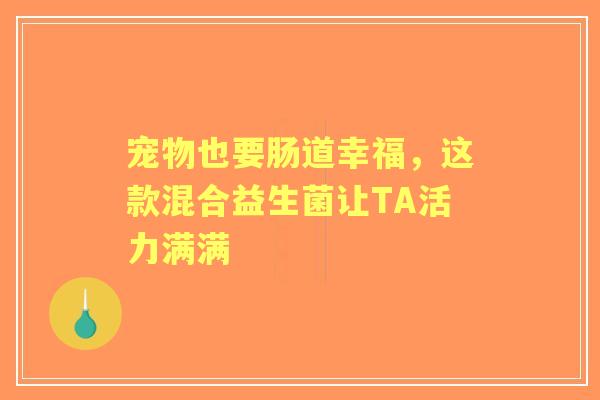 宠物也要肠道幸福，这款混合益生菌让TA活力满满