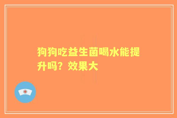 狗狗吃益生菌喝水能提升吗？效果大