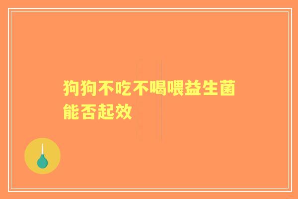 狗狗不吃不喝喂益生菌能否起效