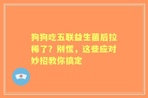 狗狗吃五联益生菌后拉稀了？别慌，这些应对妙招教你搞定