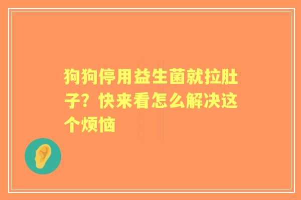 狗狗停用益生菌就拉肚子?快来看怎么解决这个烦恼 狗狗停用益生菌就拉肚子?快来看怎么解决这个烦恼