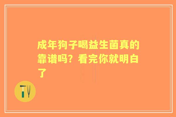成年狗子喝益生菌真的靠谱吗？看完你就明白了