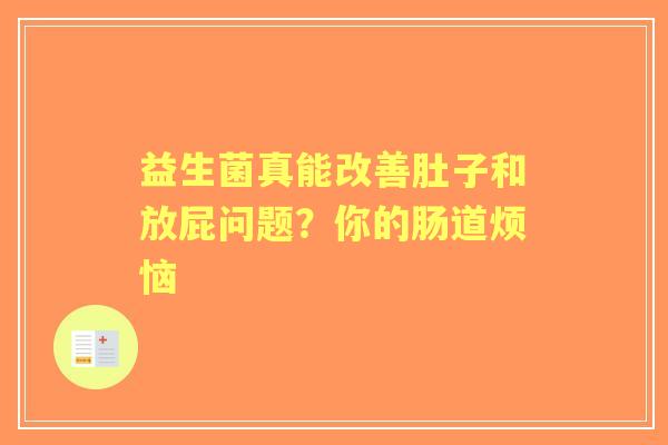 益生菌真能改善肚子和放屁问题？你的肠道烦恼