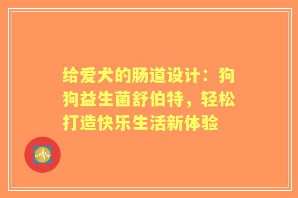 给爱犬的肠道设计：狗狗益生菌舒伯特，轻松打造快乐生活新体验