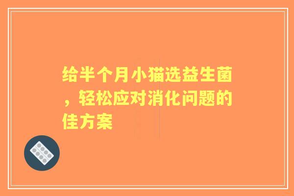 给半个月小猫选益生菌，轻松应对消化问题的佳方案