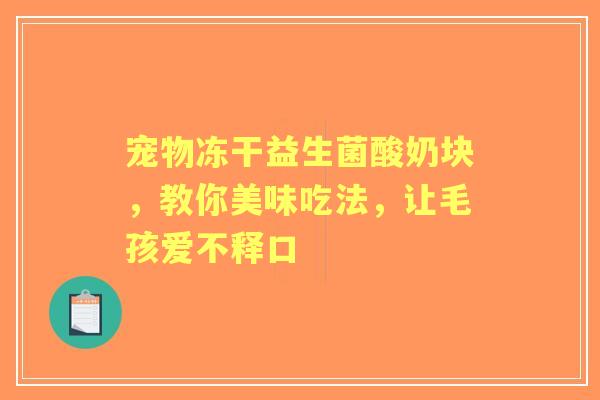 宠物冻干益生菌酸奶块，教你美味吃法，让毛孩爱不释口