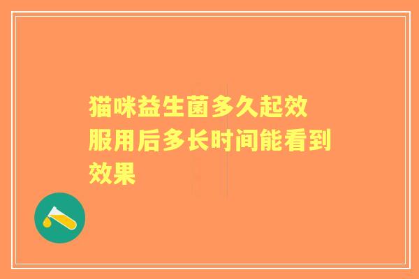 猫咪益生菌多久起效 服用后多长时间能看到效果