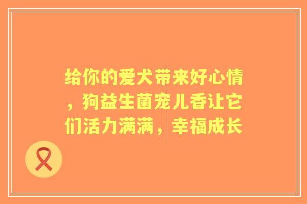 给你的爱犬带来好心情，狗益生菌宠儿香让它们活力满满，幸福成长