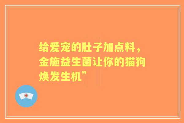 给爱宠的肚子加点料，金施益生菌让你的猫狗焕发生机”