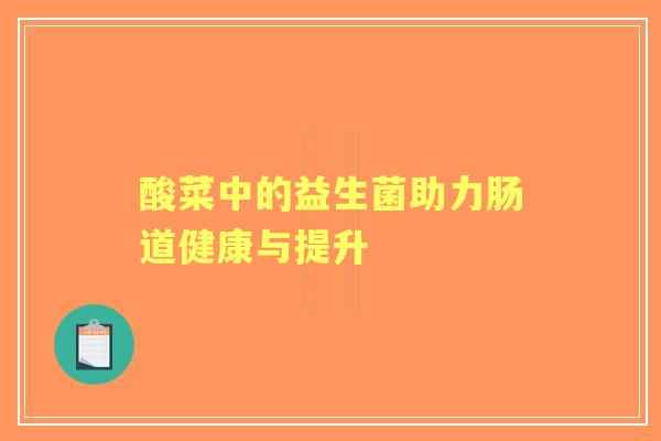 酸菜中的益生菌助力肠道健康与提升